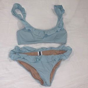 J. Crew light blue ruffle bikini size M